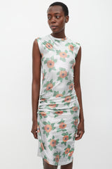 Rabanne Silver & Multi Lurex Floral Ruched Dress