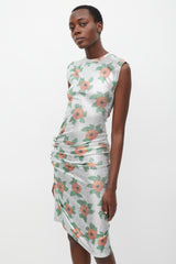 Rabanne Silver & Multi Lurex Floral Ruched Dress