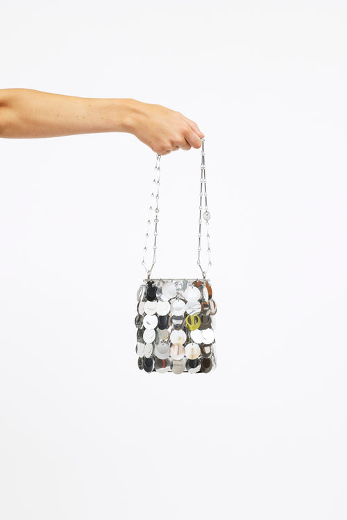 Paco Robanne Silver Sequin Bucket Bag