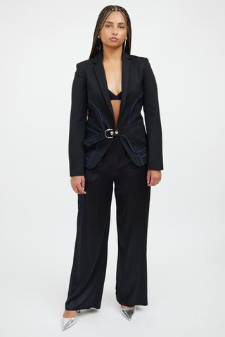 Paco Rabanne Black & Blue Belted Blazer