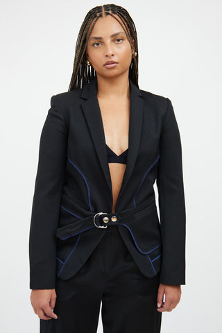 Paco Rabanne Black & Blue Belted Blazer