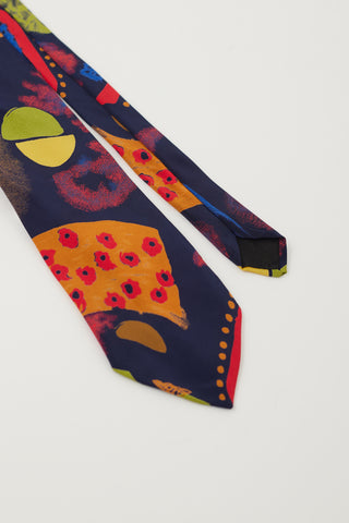 Paco Rabanne Navy & Multicolour Abstract Tie