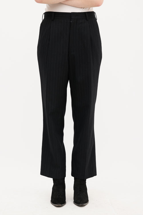 Paco Rabanne Black Pinstripe Straight Leg Trouser