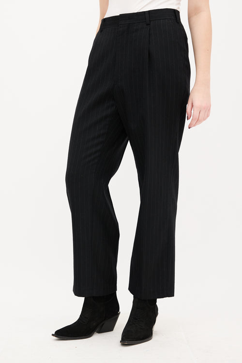 Paco Rabanne Black Pinstripe Straight Leg Trouser