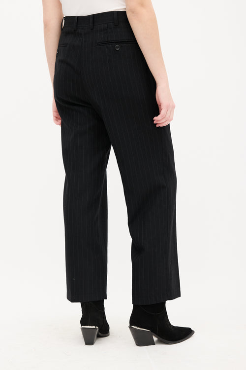 Paco Rabanne Black Pinstripe Straight Leg Trouser