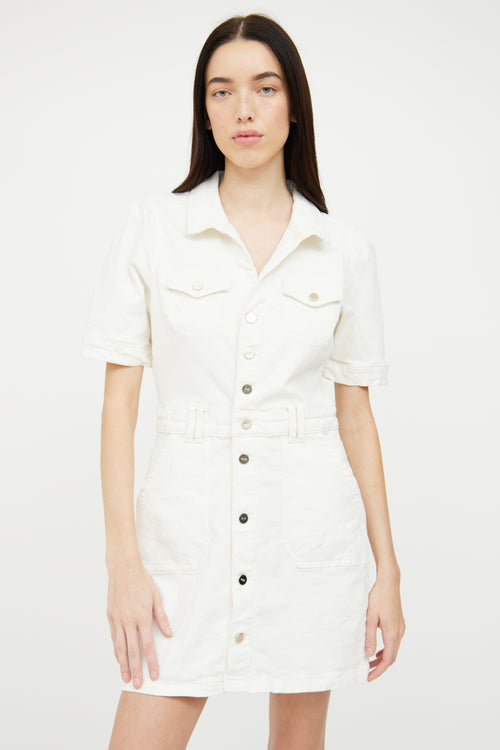 Paige White Denim Button-Front Shirt Dress