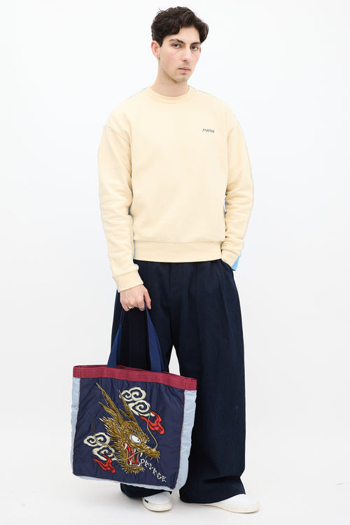 Palace X Evisu Blue & Burgundy Souvenir Tote Bag