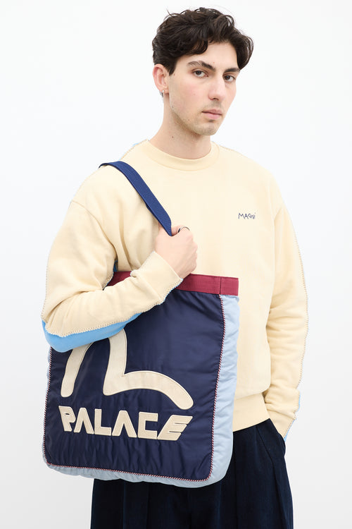 Palace X Evisu Blue & Burgundy Souvenir Tote Bag