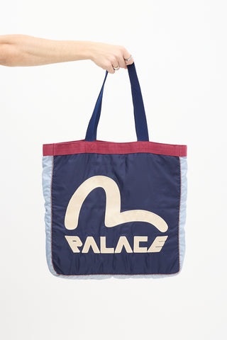 Palace X Evisu Blue & Burgundy Souvenir Tote Bag