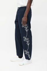 Palace Navy & White Floral Embroidered Pant