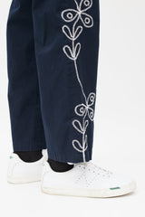Palace Navy & White Floral Embroidered Pant