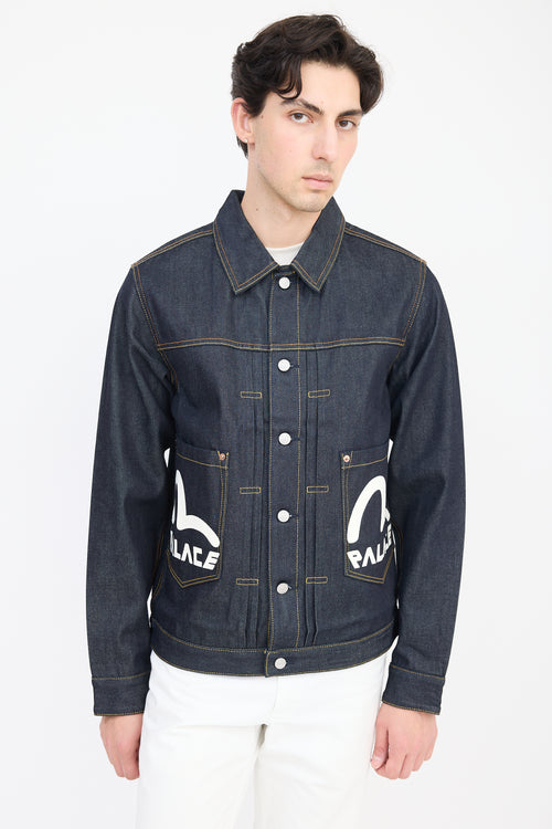 Palace X Evisu Dark Wash Logo Denim Jacket