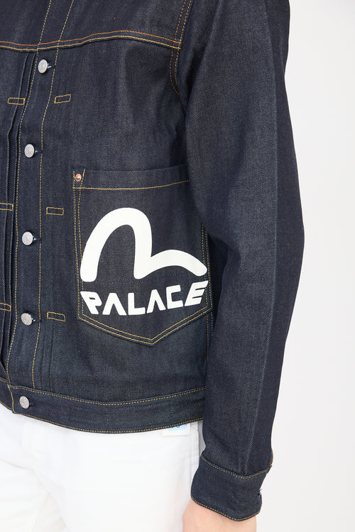 Palace X Evisu Dark Wash Logo Denim Jacket