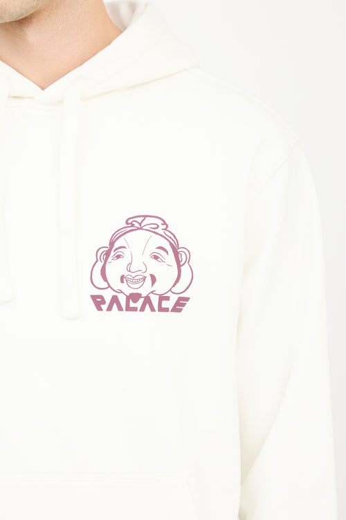 Palace X Evisu White & Burgundy Logo Hoodie