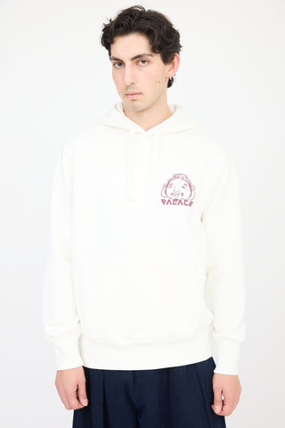 Palace X Evisu White & Burgundy Logo Hoodie