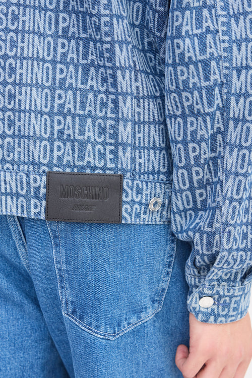 Palace X Moschino Medium Wash Monogram Denim Jacket