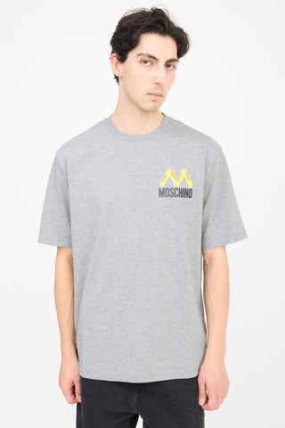 Palace X Moschino Grey & Multicolour Logo T-Shirt