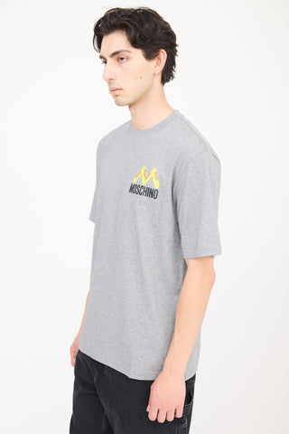 Palace X Moschino Grey & Multicolour Logo T-Shirt