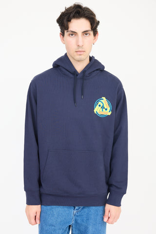 Palace X Moschino Navy & Multicolour Embroidered Logo Hoodie