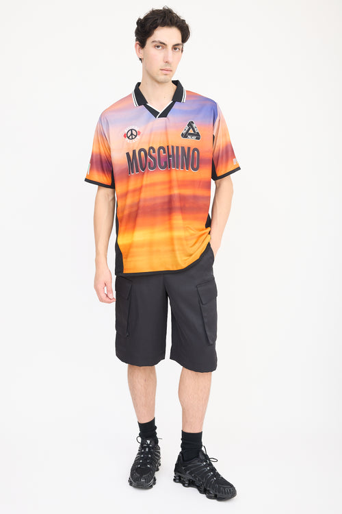 Palace X Moschino Orange & Multicolour Logo Polo