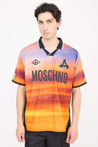 Palace X Moschino Orange & Multicolour Logo Polo