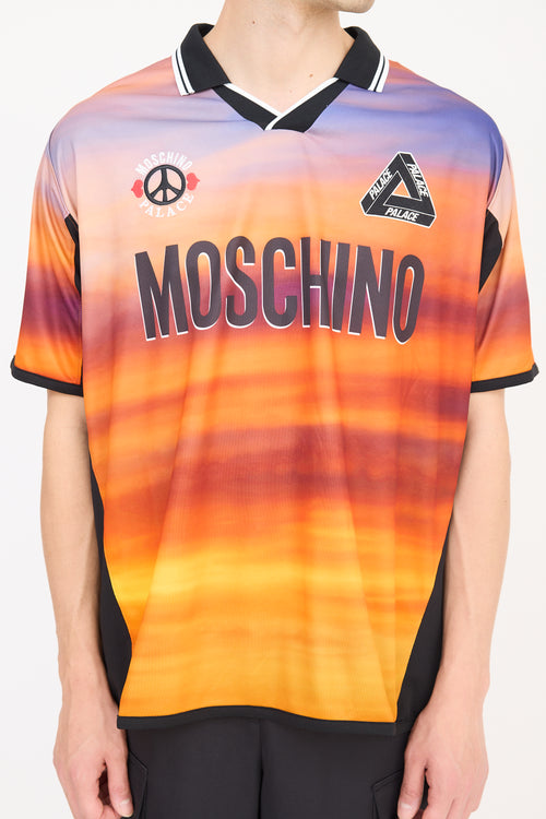 Palace X Moschino Orange & Multicolour Logo Polo