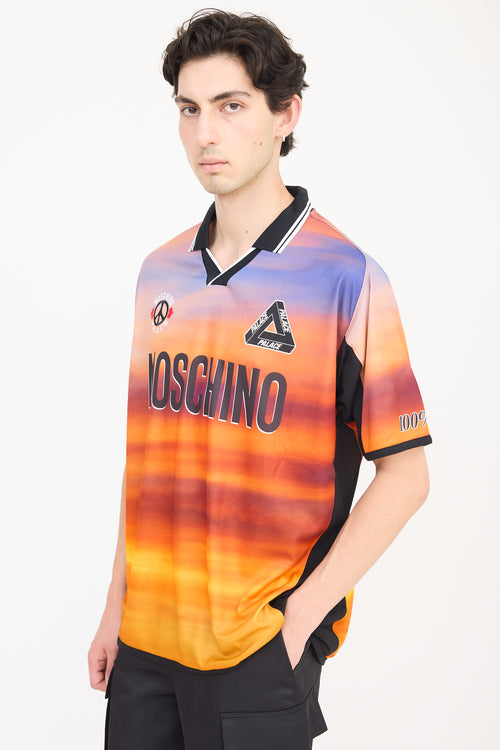 Palace X Moschino Orange & Multicolour Logo Polo