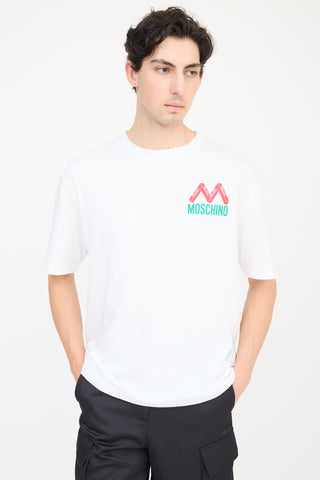 Palace X Moschino White & Multicolour Logo T-Shirt