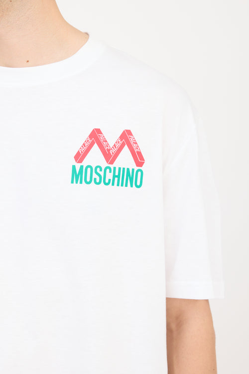 Palace X Moschino White & Multicolour Logo T-Shirt