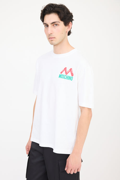 Palace X Moschino White & Multicolour Logo T-Shirt