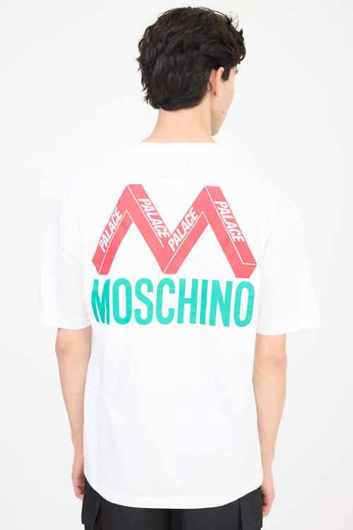 Palace X Moschino White & Multicolour Logo T-Shirt