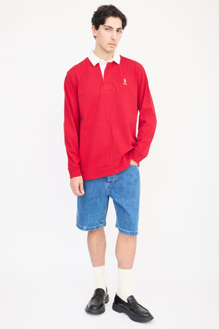 Palace X Polo Ralph Lauren Red & White Panelled Polo