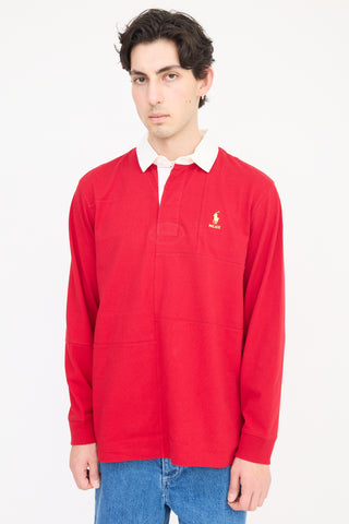 Palace X Polo Ralph Lauren Red & White Panelled Polo