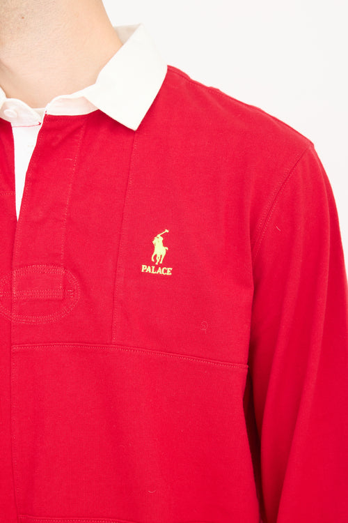 Palace X Polo Ralph Lauren Red & White Panelled Polo