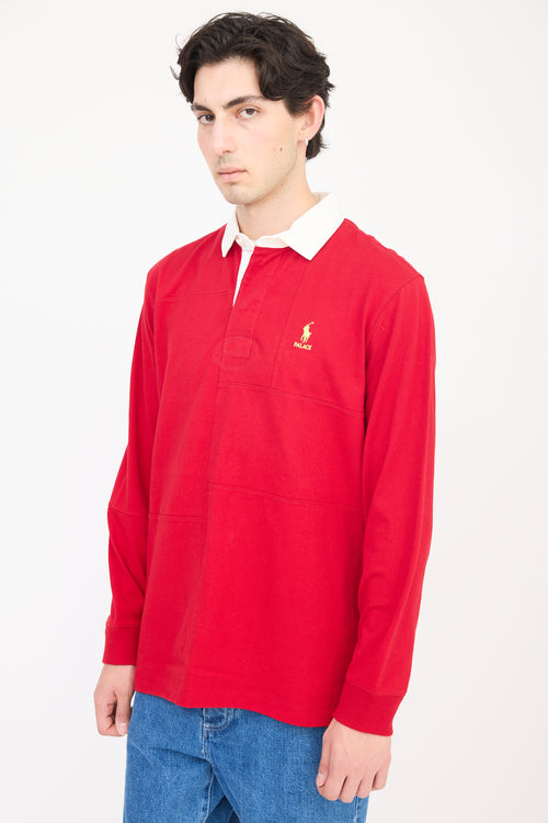 Palace X Polo Ralph Lauren Red & White Panelled Polo