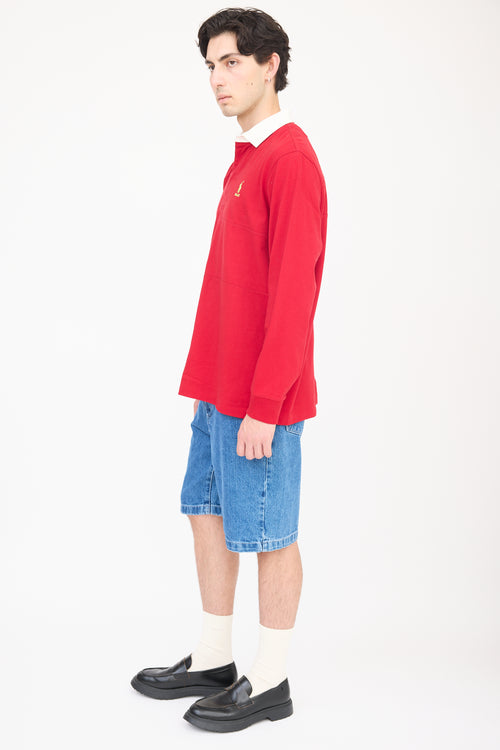 Palace X Polo Ralph Lauren Red & White Panelled Polo