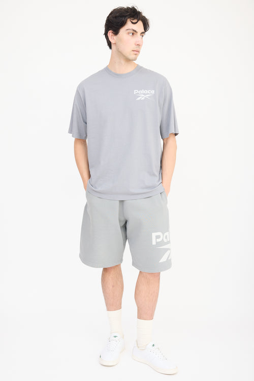 Palace X Reebok Grey & White Logo T-Shirt