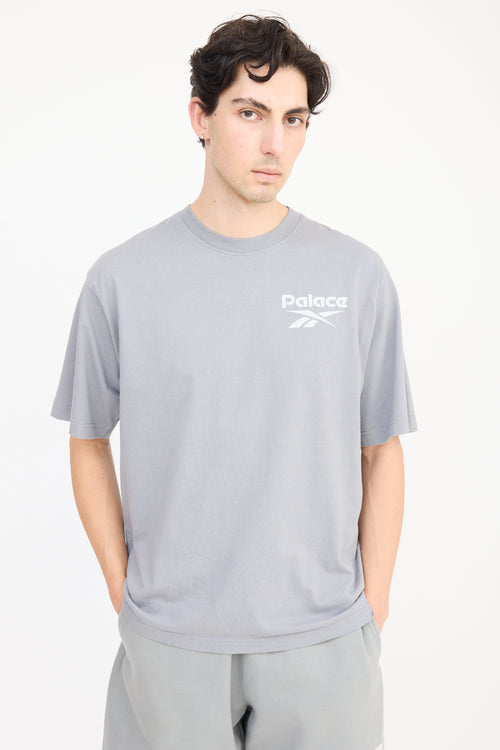 Palace X Reebok Grey & White Logo T-Shirt