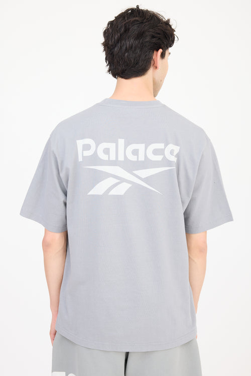 Palace X Reebok Grey & White Logo T-Shirt