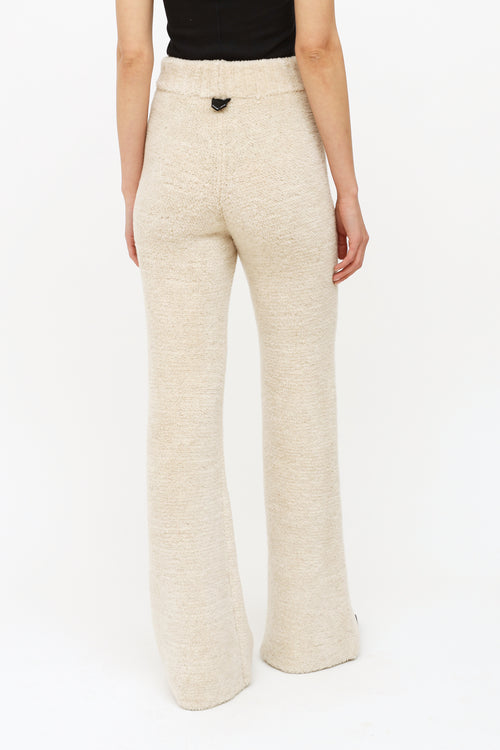 Palm Angels Cream Fluffy Knit Flare Pant