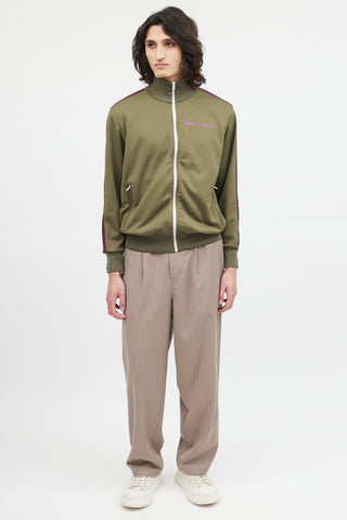 Palm Angels Green & Purple Zip Up Jacket