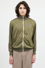 Palm Angels Green & Purple Zip Up Jacket