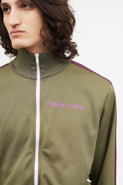 Palm Angels Green & Purple Zip Up Jacket