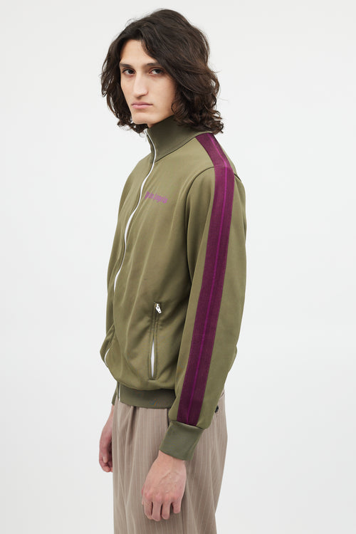 Palm Angels Green & Purple Zip Up Jacket