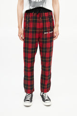 Palm Angels Red & Black Logo Wool Trouser