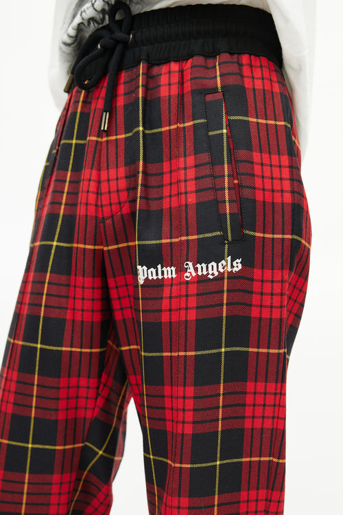 Palm Angels Red & Black Logo Wool Trouser