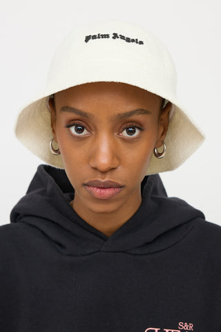Palm Angels White Boucle Bucket Hat