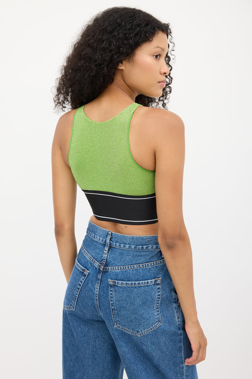 Palm Angels X Missoni Green & Black Sparkly Logo Crop Top