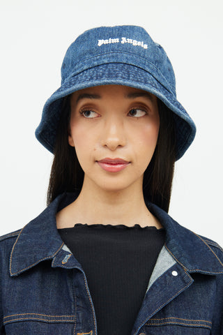 Palm Angels Dark Wash Denim Bucket Hat