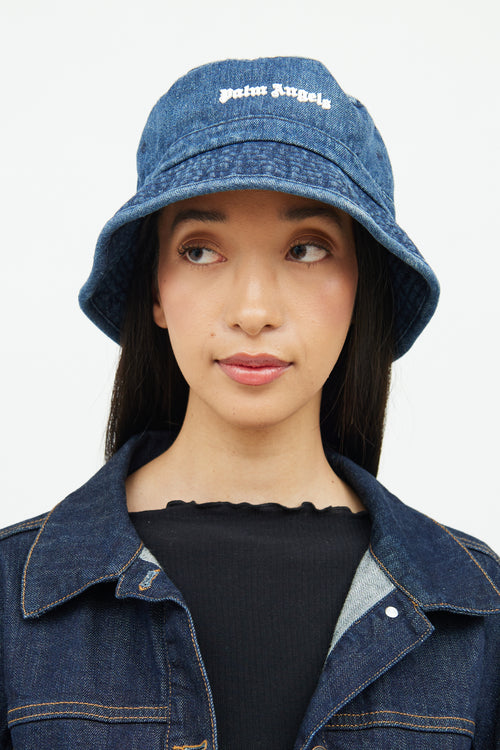 Palm Angels Dark Wash Denim Bucket Hat